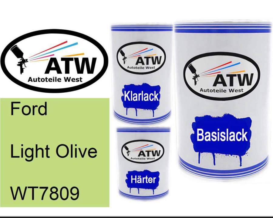 Ford, Light Olive, WT7809: 500ml Lackdose + 500ml Klarlack + 250ml Härter - Set, von ATW Autoteile West.